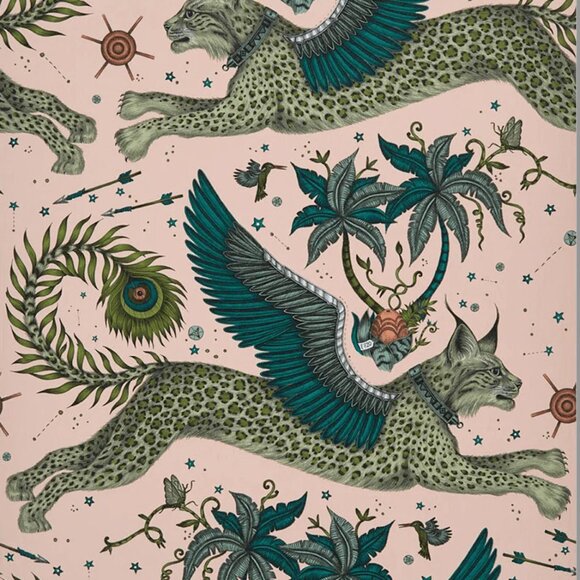 Emma Shipley Lynx Wallpaper Pink